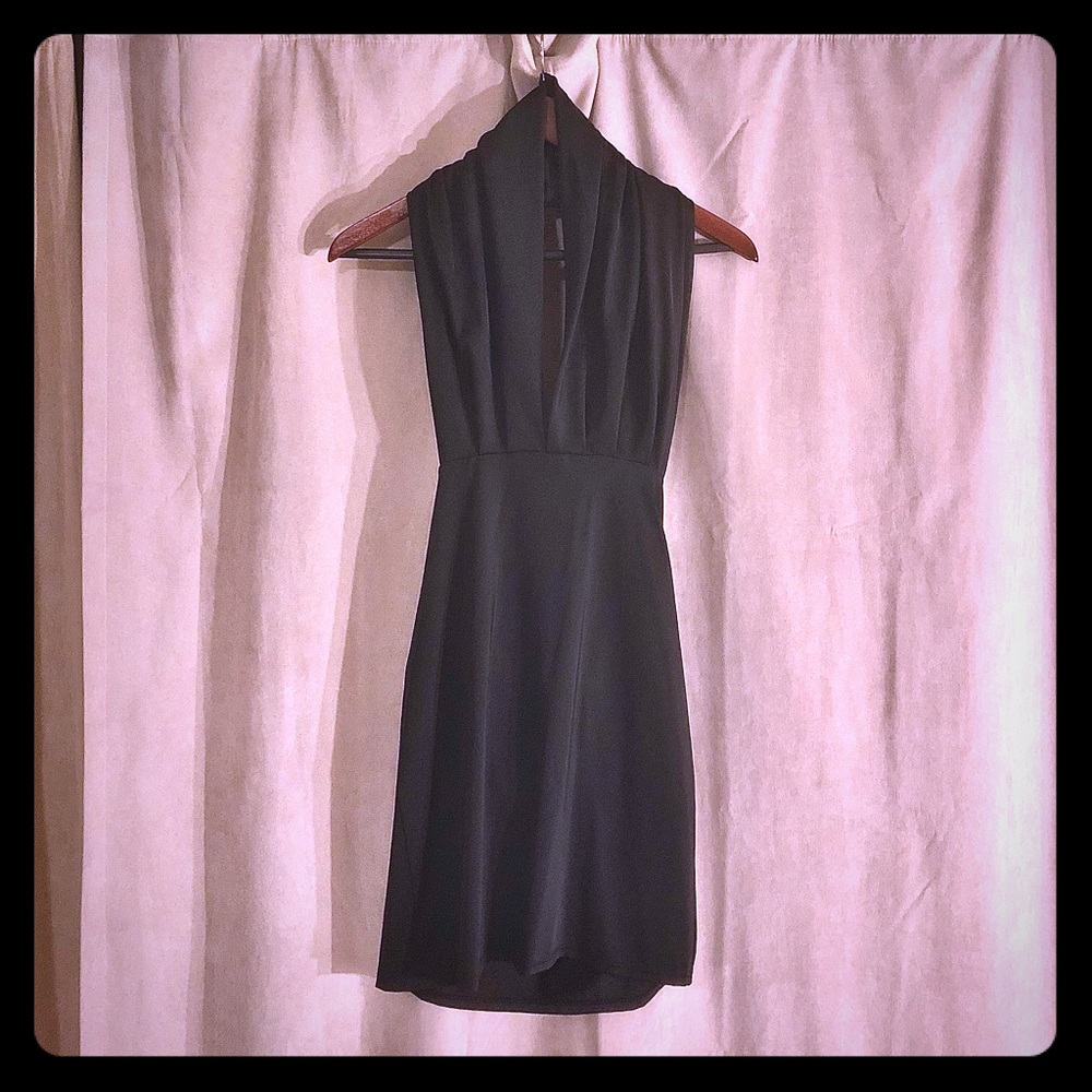 Black stretch backless bodycon dress- mini